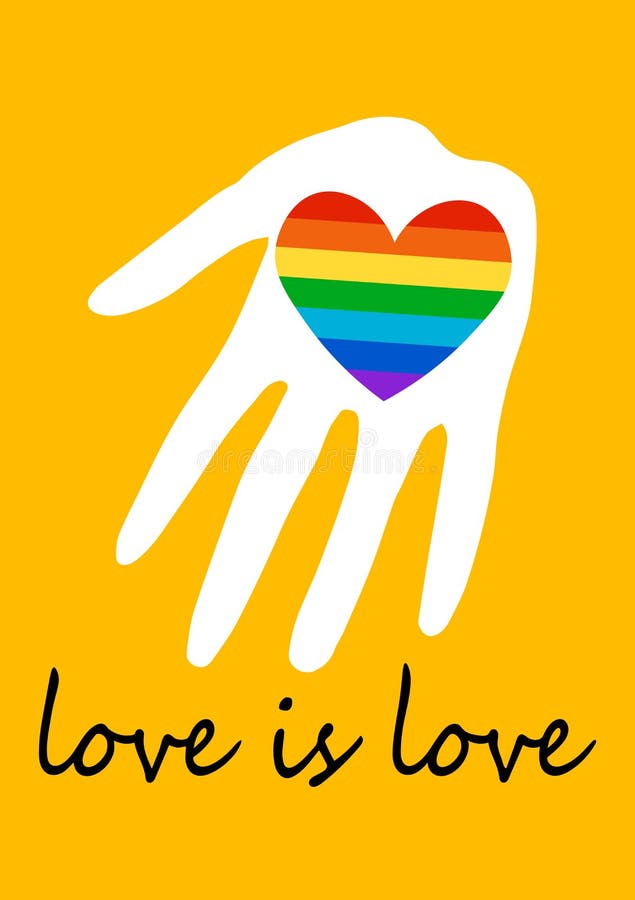 Affisch med regnbågehjärta i hand LGBT-r?ttbegrepp F?r?lskelse ?r f?r?lskelse Stolthetspektrumflagga, homosexualitet, j?mst?lldhe royaltyfri illustrationer Affisch med regnbågehjärta i hand LGBT-r?ttbegrepp F?r?lskelse ?r f?r?lskelse Stolthetspektrumflagga, homosexualitet, j?mst?lldhe royaltyfri illustrationer