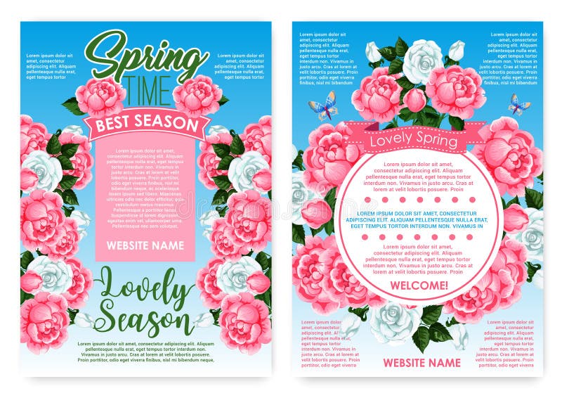 Affischer steg blommor för vårferiehälsningar stock illustrationer
