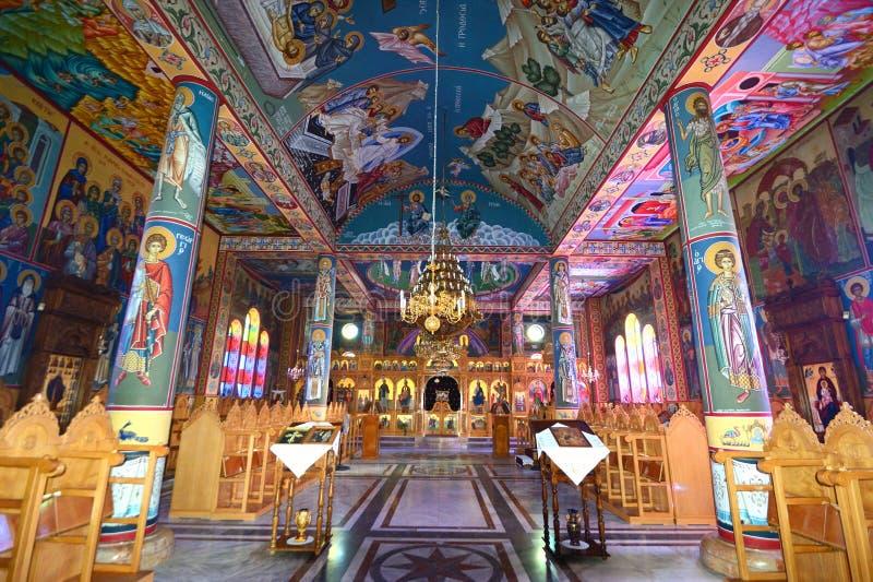 Affresco al monastero ortodosso greco fotografie stock libere da diritti Affresco al monastero ortodosso greco fotografie stock libere da diritti