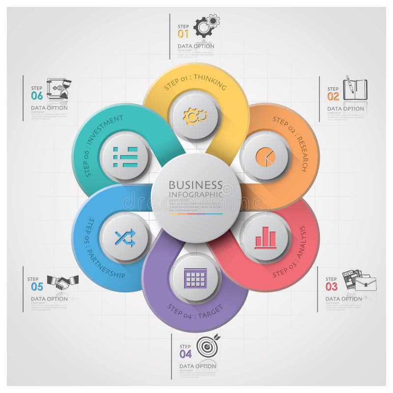 Affär Infographic med att väva diagrammet för kurvcirkelmoment stock illustrationer