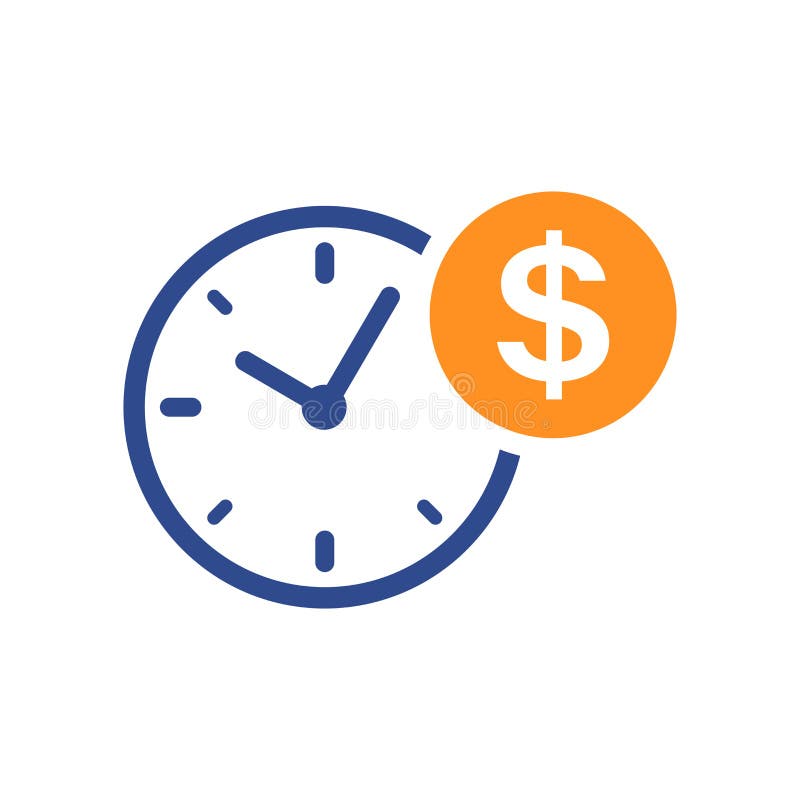 Affärs- och finansledningsymbol i plan stil Tid är monen vektor illustrationer Affärs- och finansledningsymbol i plan stil Tid är monen vektor illustrationer