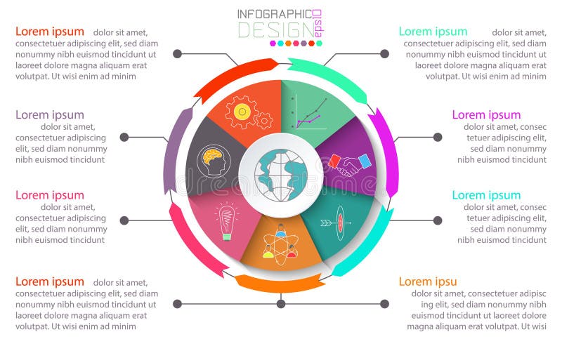 Affärsbroschyr som är infographic med cirkeln på mitt royaltyfri illustrationer Affärsbroschyr som är infographic med cirkeln på mitt royaltyfri illustrationer
