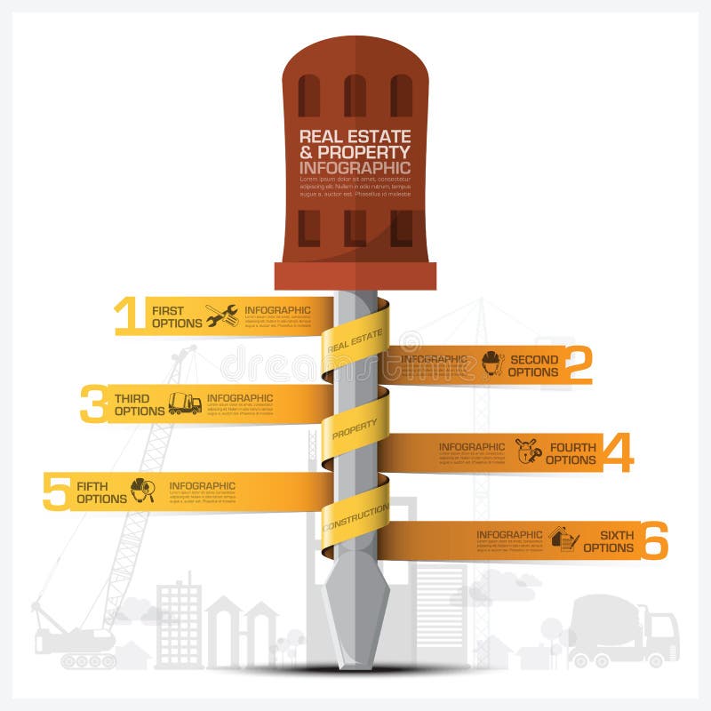 Affärsegenskap och Real Estate konstruktion Infographic med stock illustrationer Affärsegenskap och Real Estate konstruktion Infographic med stock illustrationer