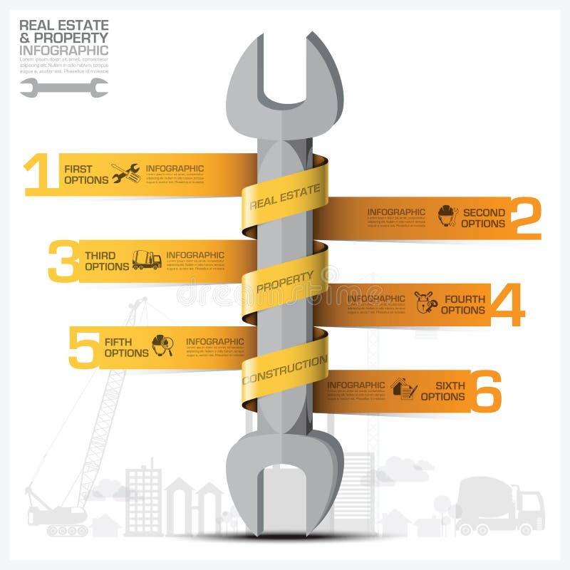 Affärsegenskap och Real Estate konstruktion Infographic med royaltyfri illustrationer Affärsegenskap och Real Estate konstruktion Infographic med royaltyfri illustrationer