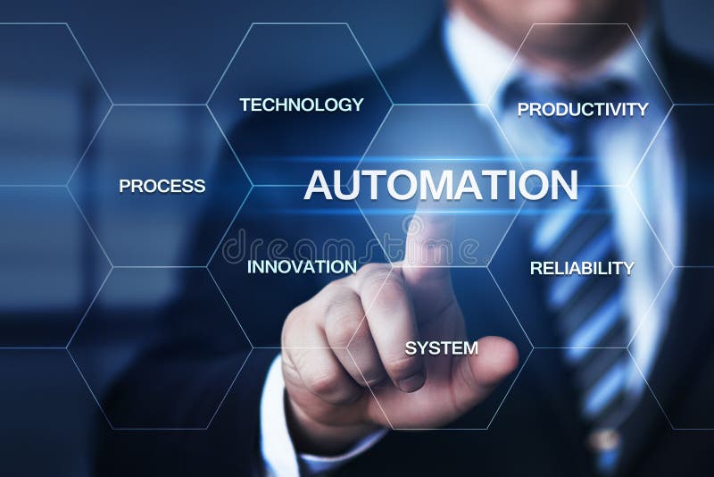 Affärsidé för system för process för automationprogramvaruteknologi arkivbilder