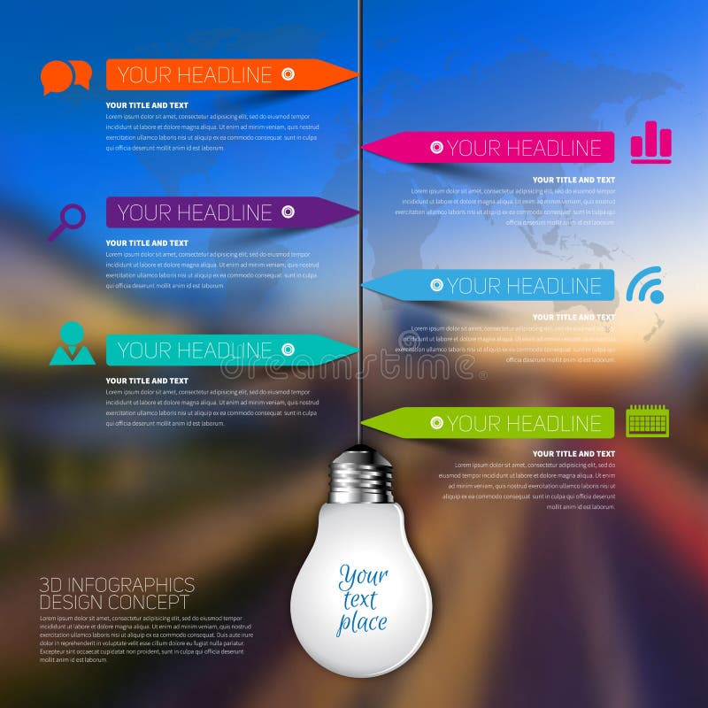 affärsInfographic för ljus kula 3d mall Datavisualization stock illustrationer affärsInfographic för ljus kula 3d mall Datavisualization stock illustrationer