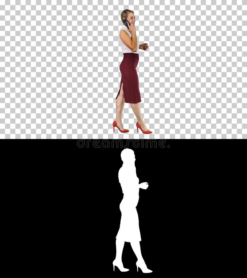 Affärskvinna som går och gör en appell, Alpha Channel fotografering för bildbyråer Affärskvinna som går och gör en appell, Alpha Channel fotografering för bildbyråer