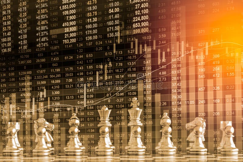 Affärslek på den finansiella digitala aktiemarknaden och schackbackgr royaltyfria bilder Affärslek på den finansiella digitala aktiemarknaden och schackbackgr royaltyfria bilder