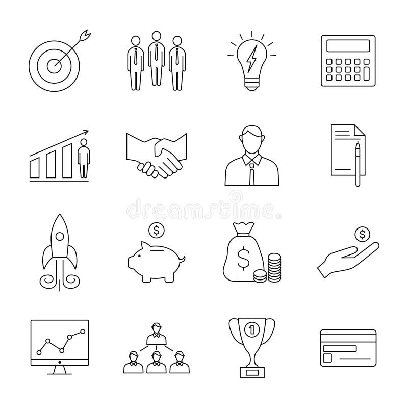 Affärslinje symboler stock illustrationer Affärslinje symboler stock illustrationer