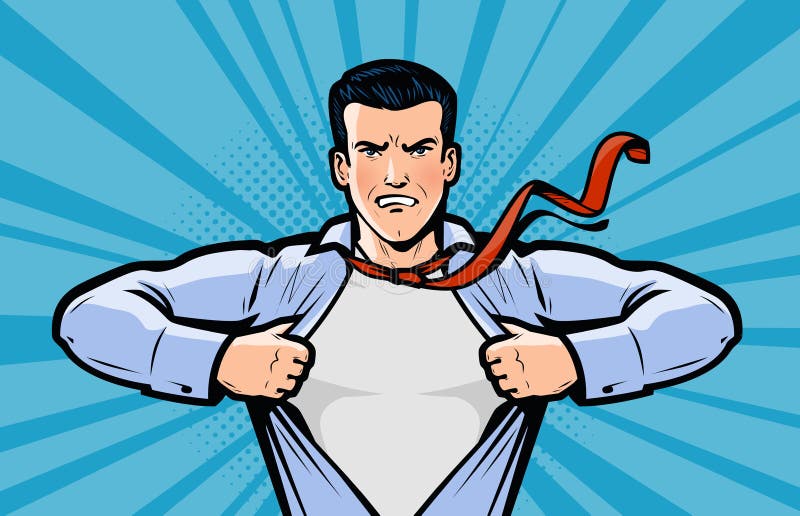 Affärsman eller superhero Vektorillustration i komisk popkonst för stil stock illustrationer Affärsman eller superhero Vektorillustration i komisk popkonst för stil stock illustrationer