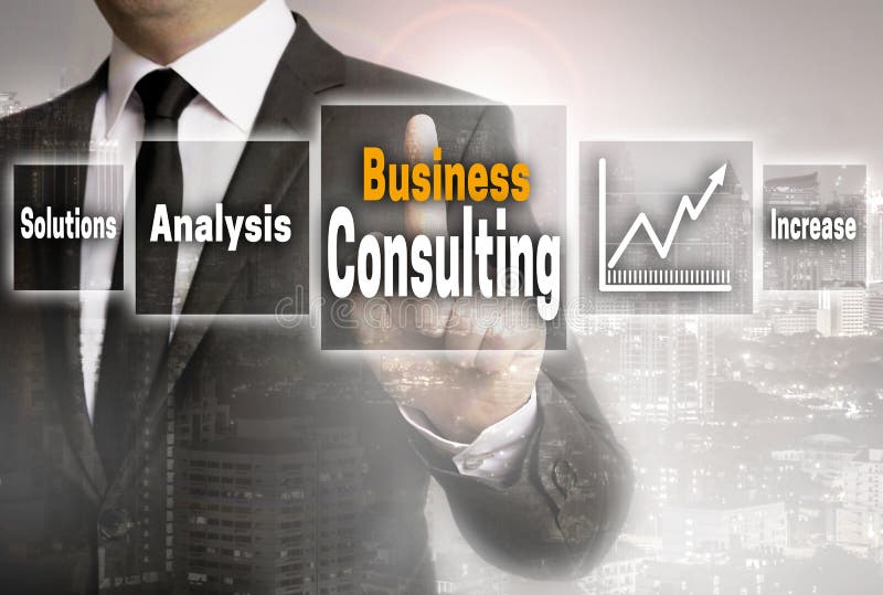 Business consulting businessman with city background concept. Business consulting businessman with city background concept.