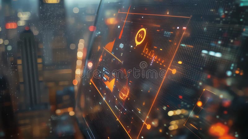 Affärsman som använder futuristisk hud för att kontrollera statistik och dataanalys vektor illustrationer