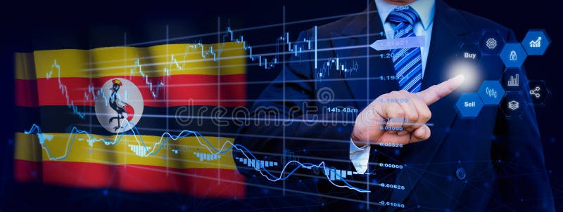 Affärsman som berör dataanalysprocesssystemet med KPI:s finansiella kartor, instrumentpanel för lager och marknadsföring på virtu arkivfoton