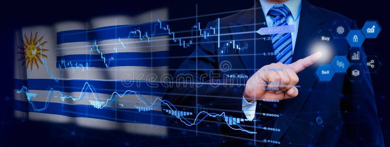 Affärsman som berör dataanalysprocesssystemet med KPI:s finansiella kartor, instrumentpanel för lager och marknadsföring på virtu royaltyfri bild