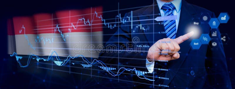 Affärsman som berör dataanalysprocesssystemet med KPI:s finansiella kartor, instrumentpanel för lager och marknadsföring på virtu arkivbild
