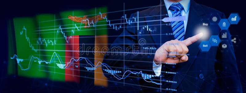Affärsman som berör dataanalysprocesssystemet med KPI:s finansiella kartor, instrumentpanel för lager och marknadsföring på virtu royaltyfri bild