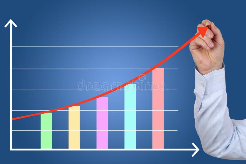Affärsman som drar ett diagram för tillväxt för affärsfinansframgång arkivbild Affärsman som drar ett diagram för tillväxt för affärsfinansframgång arkivbild