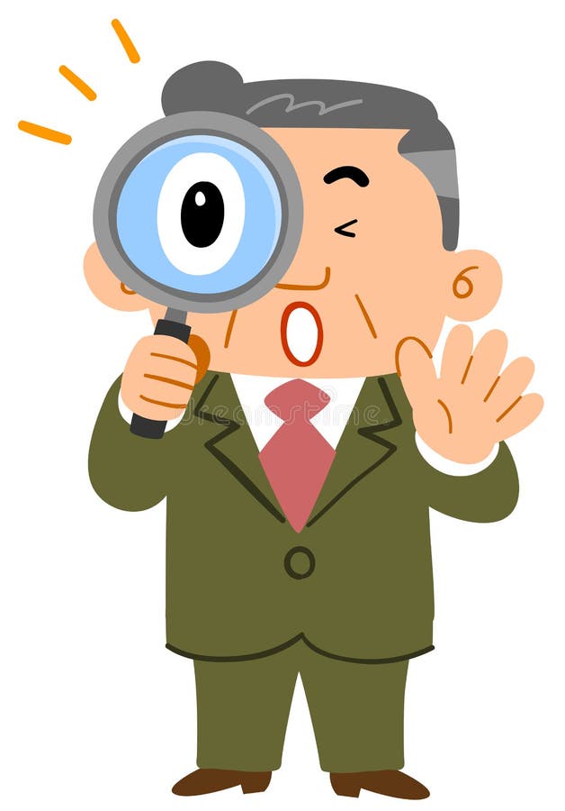 Affärsmannen förvånade att kika till och med det medelåldersa förstoringsglaset stock illustrationer Affärsmannen förvånade att kika till och med det medelåldersa förstoringsglaset stock illustrationer