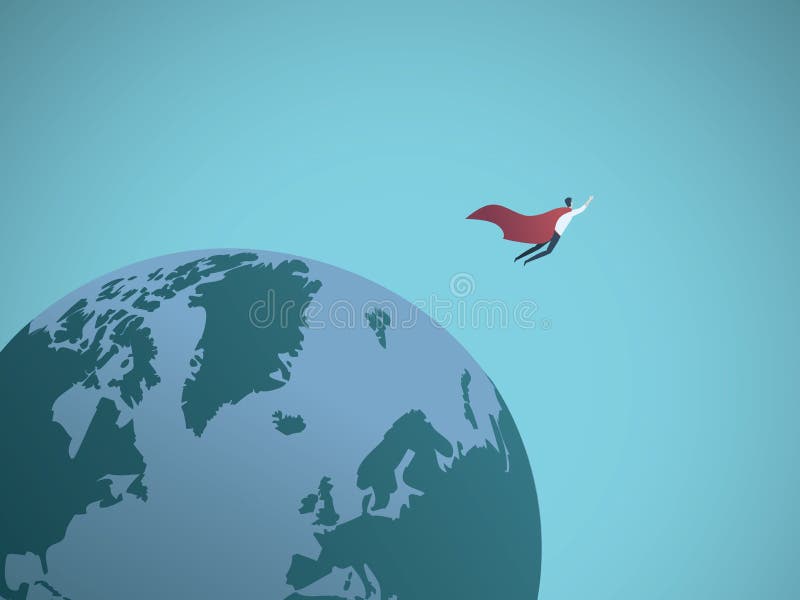 Affärsmansuperhero som runt om världen flyger vektorbegrepp Symbol av makt, ledarskap, framgång stock illustrationer Affärsmansuperhero som runt om världen flyger vektorbegrepp Symbol av makt, ledarskap, framgång stock illustrationer