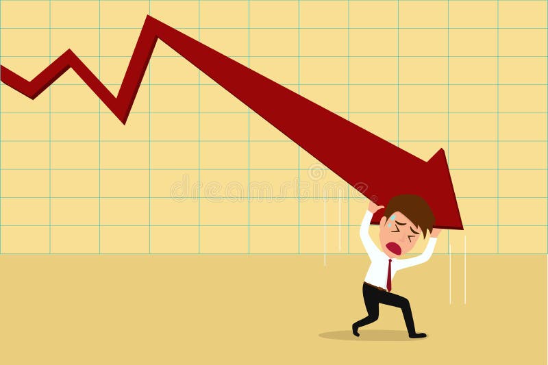 Business failure.Down trend graph and try to rebound , Vector Illustration. Business failure.Down trend graph and try to rebound , Vector Illustration