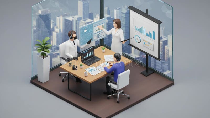 Affärsmöte : Dataanalys&presentation i det moderna Office vektor illustrationer