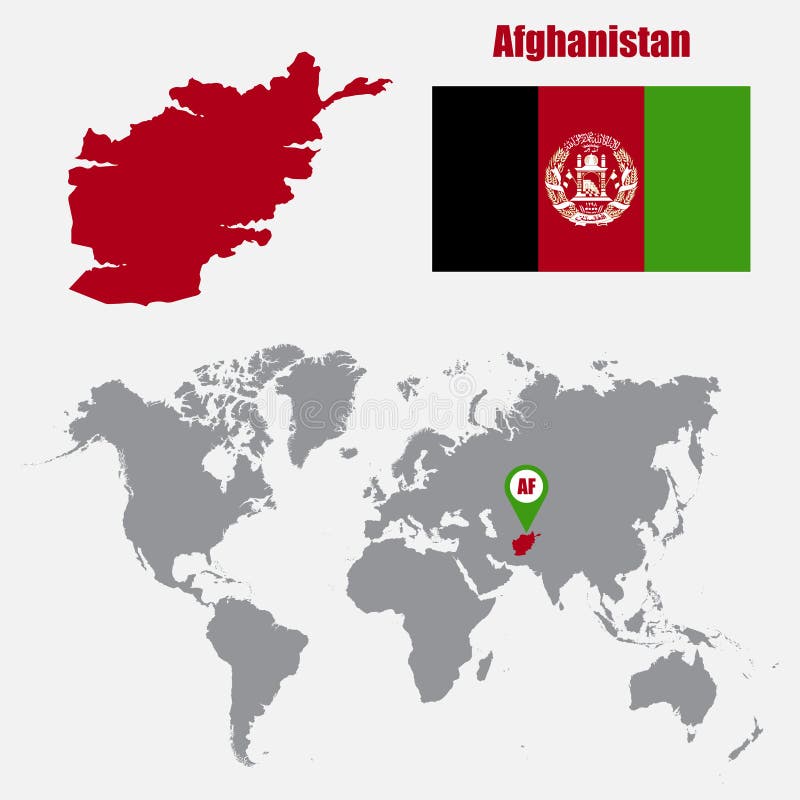 Afghanistan-Karte Auf Einer Weltkarte Mit Flaggen- Und ...