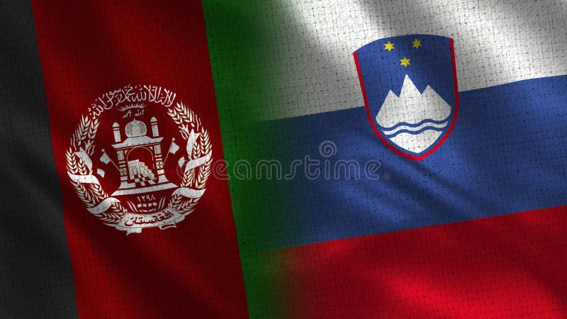 Afghanistan and Slovenia Realistic Half Flags Together stock photo Afghanistan and Slovenia Realistic Half Flags Together stock photo