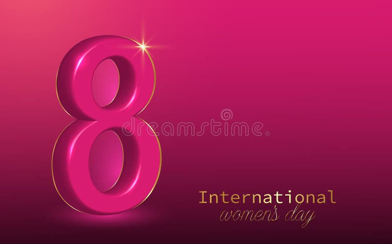 Afiche de concepto del Día Internacional de la Mujer 3D 8 ilustración del vector de signos fondo rosado con espacio de copia para libre illustration