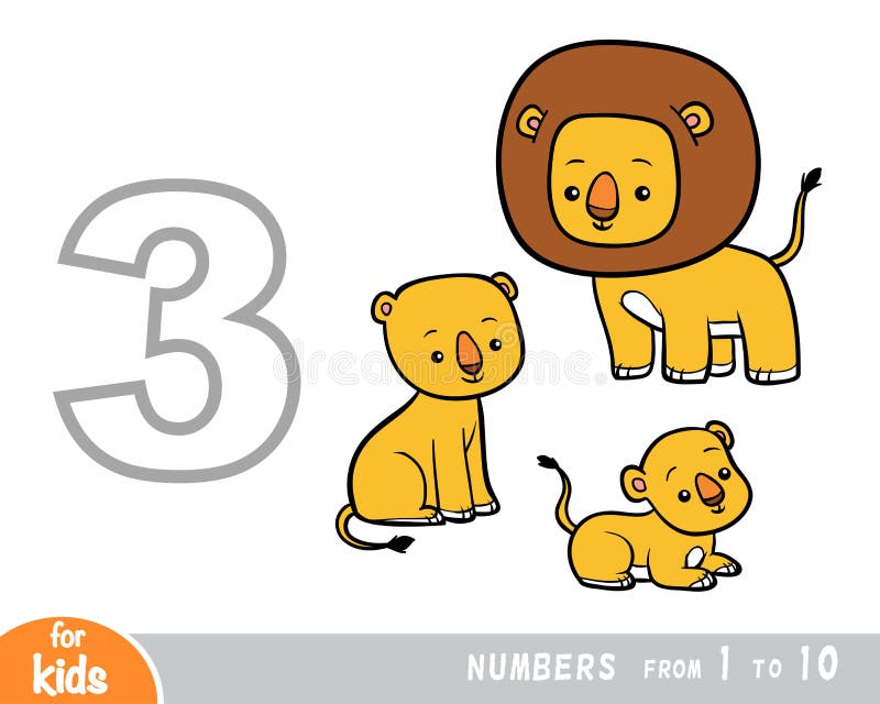 Afiche Educativo Para Niños Sobre Números. Dígito Tres Leones. Ilustración  De Dibujos Animados Vectoriales Ilustración del Vector - Ilustración de  ocio, concurso: 199264482