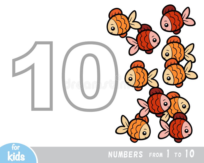  Afiche Educativo Para Niños Sobre Números. Diez Dígitos. Ilustración De Dibujos Animados Vectoriales Ilustración del Vector