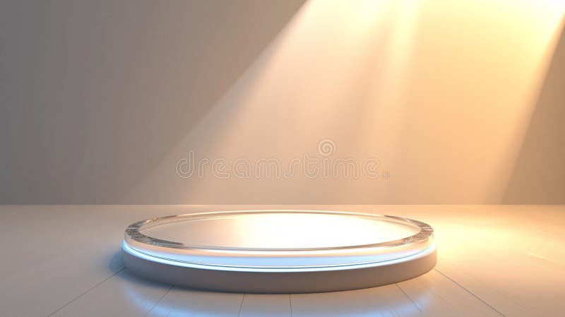 Afișaj luminos cu piedestal modern, cu iluminare ambientală pentru prezentarea și prezentarea produselor stock illustration
