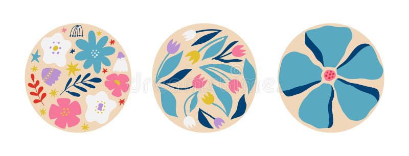 Afișe florale moderne cu flori. artă abstractă. vector illustration