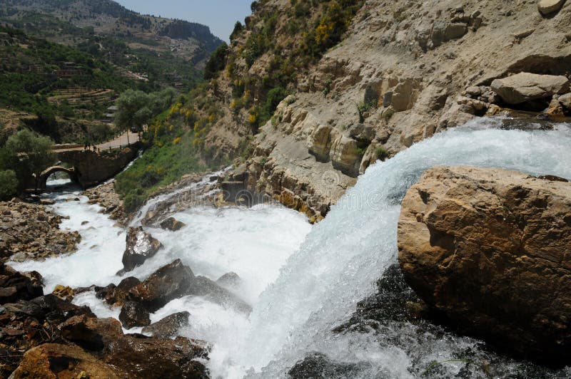 Afqa waterfall, Lebanon stock photo. Image of mountains 48596300