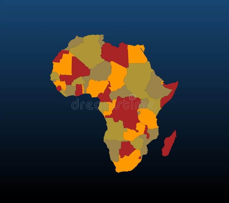 Detaillierte Vektor-Afrika-Karte, abgeschlossen mit jedem Land und Grenze.