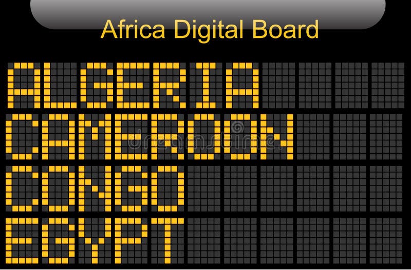 Africa Country Digital Board Information. stock illustration