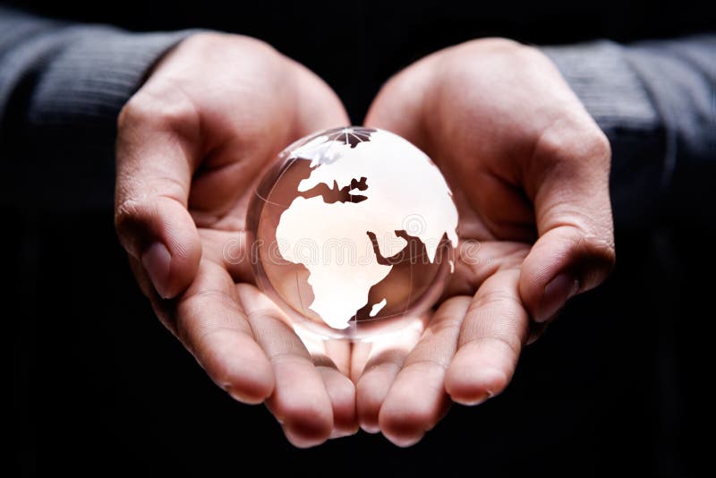 Africa and Europe continent. Hands holding a glass globe showing Africa, Europe and part of Middle East royalty free stock photo Africa and Europe continent. Hands holding a glass globe showing Africa, Europe and part of Middle East royalty free stock photo