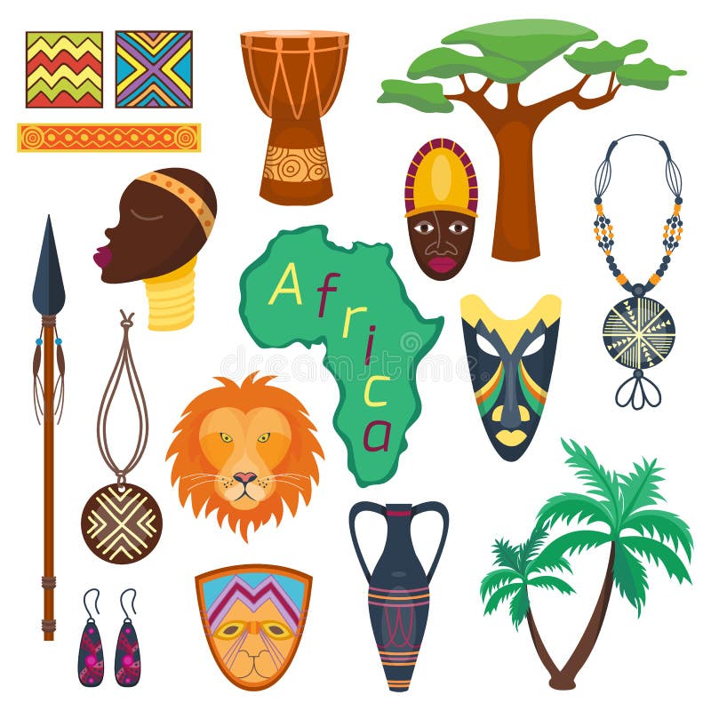 Africa jungle tribal and ancient safari vector icon set. Poster design travel culture drum music south abstract cute elements. Sahara vase traditional silhouette. Africa jungle tribal and ancient safari vector icon set. Poster design travel culture drum music south abstract cute elements. Sahara vase traditional silhouette.