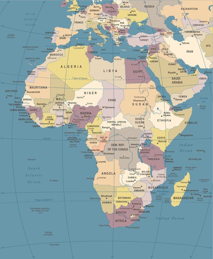 Africa Map - Vintage Vector Illustration