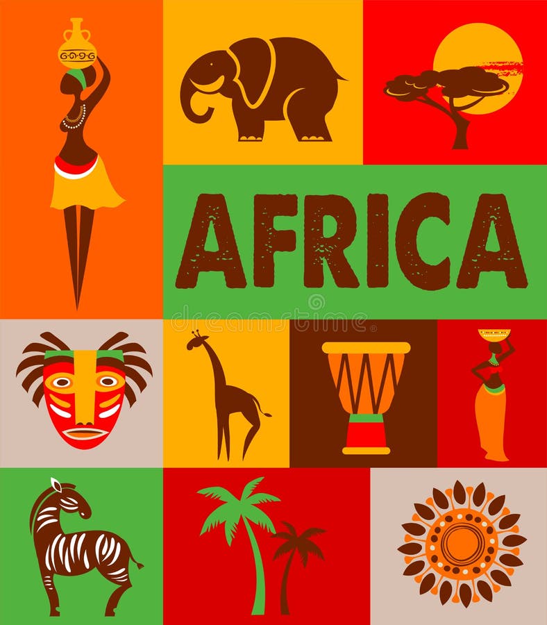 Africa - Poster and Background Stock Vector - Illustration of oasis ...