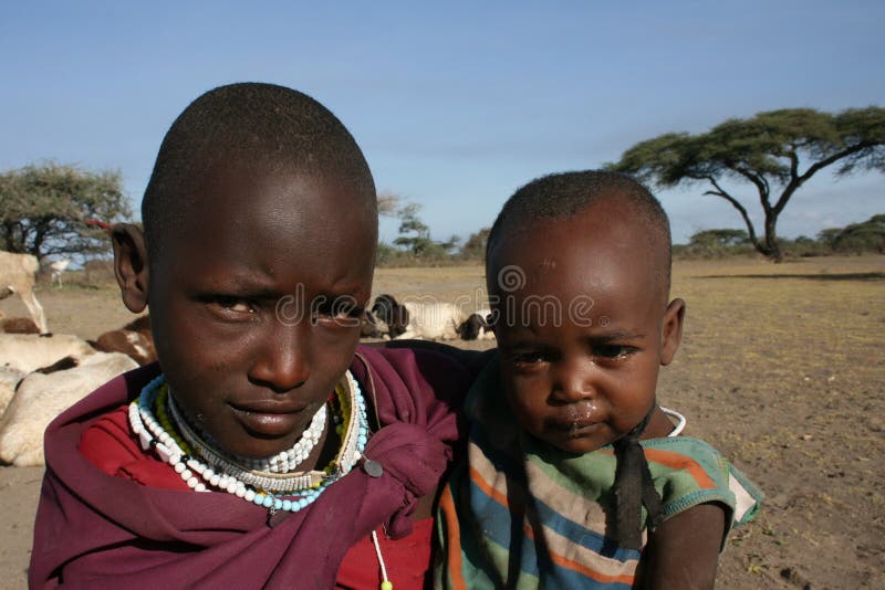 Africa,Tanzania,mummy and childrens Masai