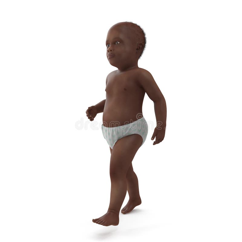 African American Baby on white. 3D illustration