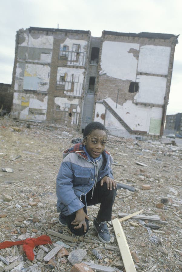 An AfricanAmerican Boy In The Ghetto, Editorial Photography Image of