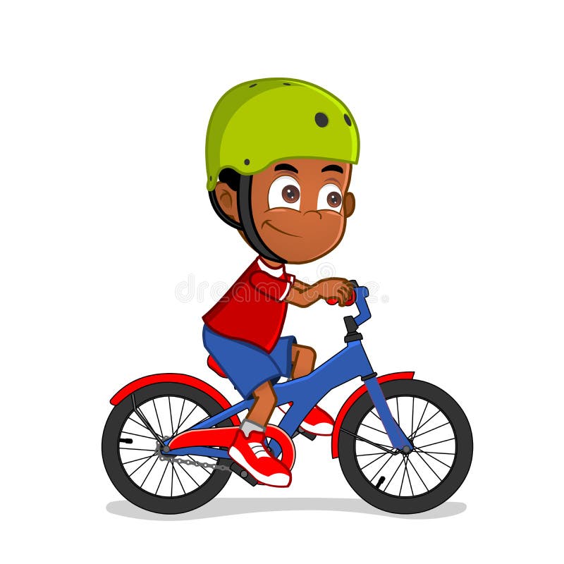 A boy riding his bike stock vector. Illustration of helmet - 40547217