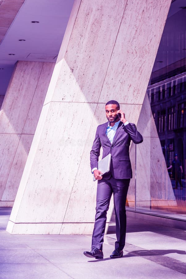 African American businessman with beard traveling in New York City stock photography African American businessman with beard traveling in New York City stock photography