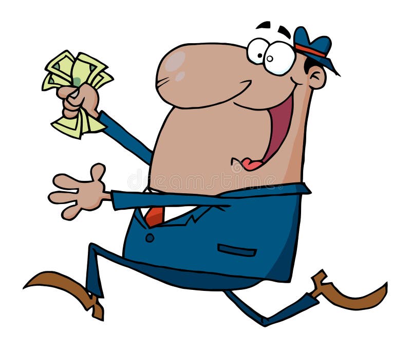 African american businessman running with dollars royalty free illustration African american businessman running with dollars royalty free illustration