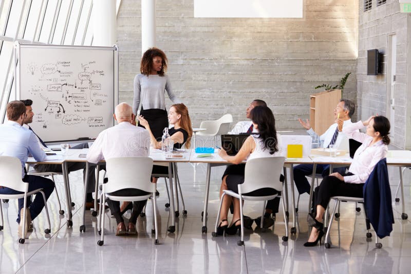 African American Businesswoman Leads Boardroom Meeting.