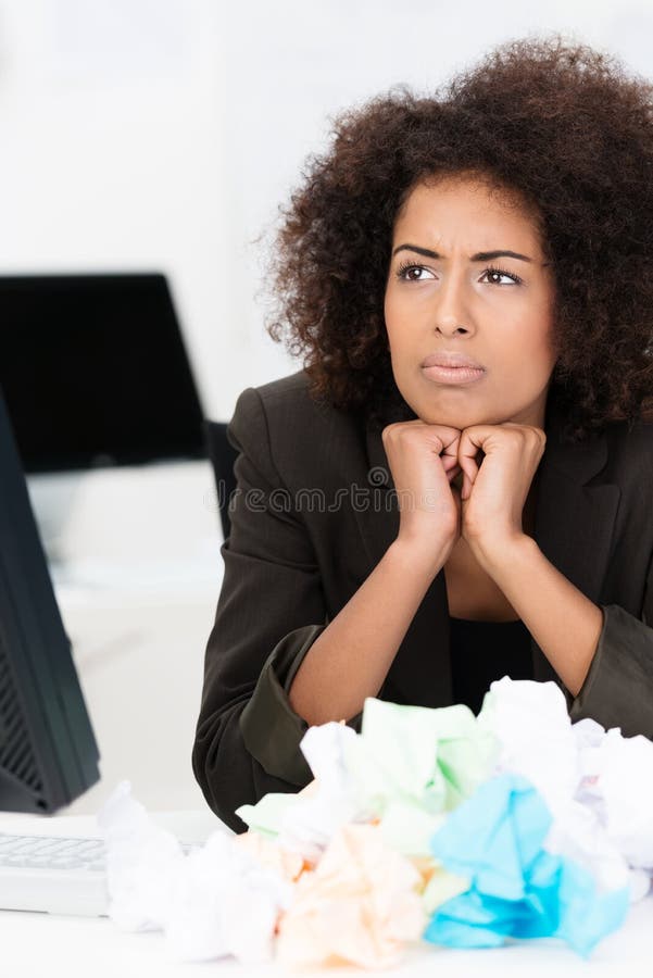 African American businesswoman in trouble royalty free stock photography