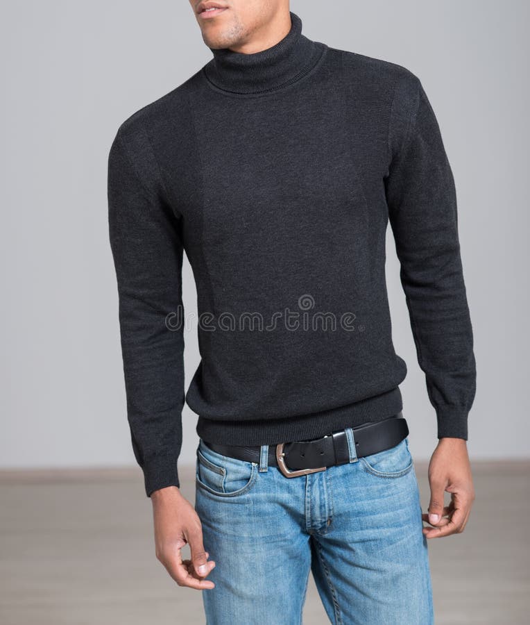 computer Rådgiver krybdyr African-american Casual Man Wearing Black Sweater and Blue Jeans. Stock  Photo - Image of casual, person: 81502262