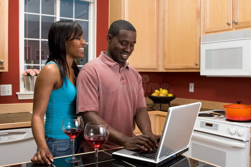 African american couple in the kitchen