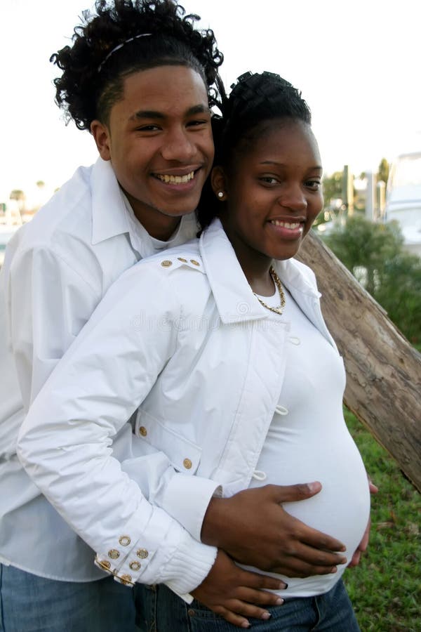 African american couple pregnant stock photography